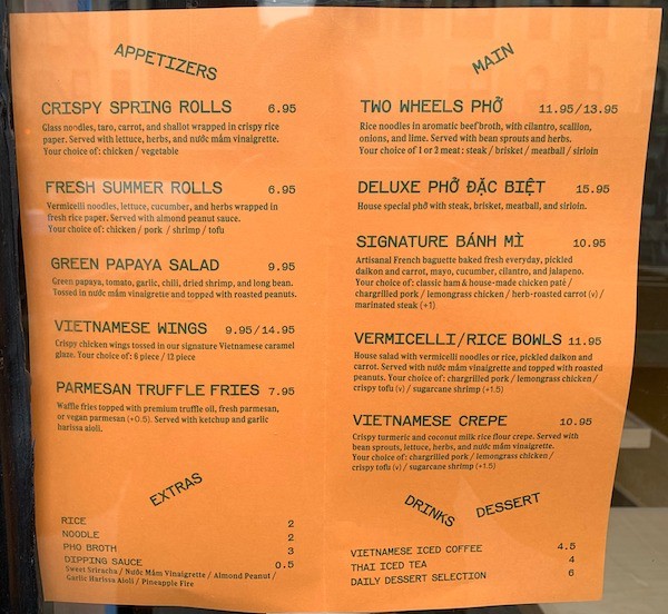 Two Wheels Menu